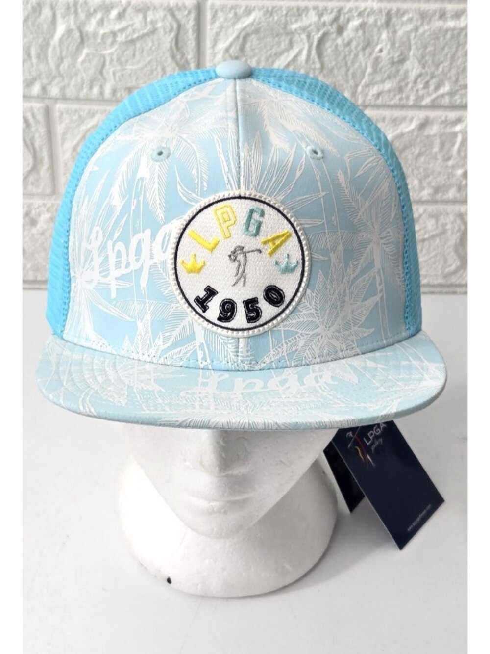 LPGA Gallery Golf Hat Adjustable Fantasy Series Womens Blue Floral Mesh One Size